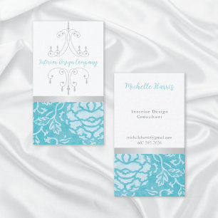 Chandelier Floral Interior Designer Business Card
