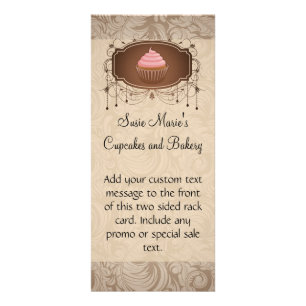 Chandelier Frame Cupcake Pink and Brown Damask Rack Card