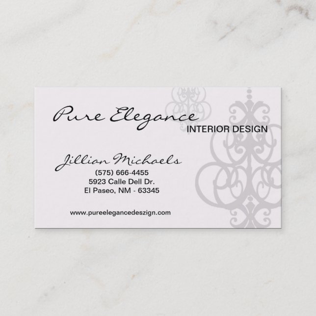 Chandelier Interior Designer Business Card (Front)