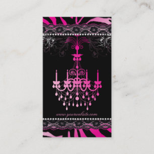 Chandelier Lace Pink Zebra Interior Design Business Card