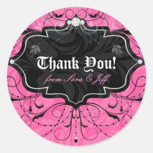 Chandelier Leaves Jewellery Pink Black Classic Round Sticker