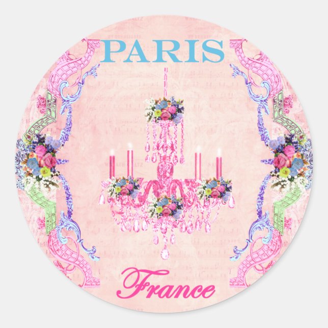 Chandelier Light Decoration French Paris Italy Classic Round Sticker (Front)