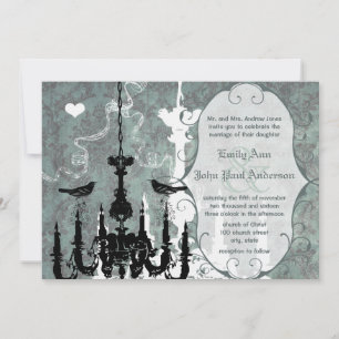 Chandelier Love Birds Wedding Invitation