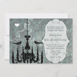 Chandelier Love Birds Wedding Invitation