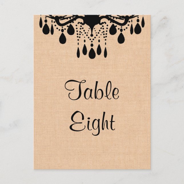 Chandelier on Burlap Table Number Postcard (Front)