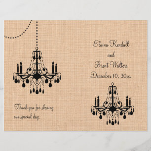 Chandelier on Burlap Wedding Program