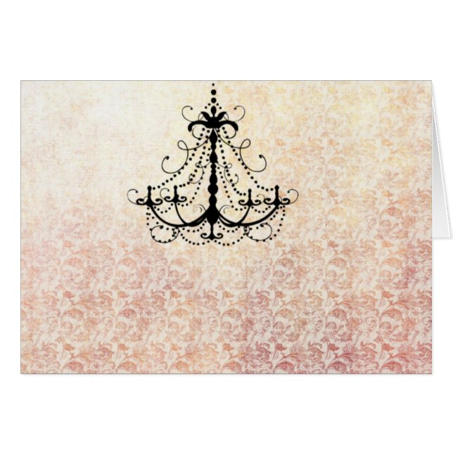 Chandelier on faux vintage wallpaper (Front Horizontal)