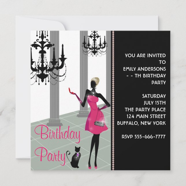 Chandelier Party Dress Any Number Girls Birthday Invitation (Front)