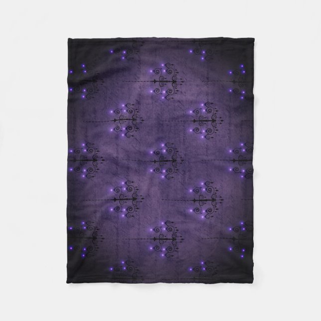 Chandelier purple, black gothic vintage  fleece blanket (Front)