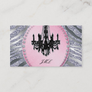 Chandelier Real Estate Agent Zebra Glitter  Business Card