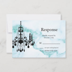 Chandelier RSVP on Turquoise Marble Card