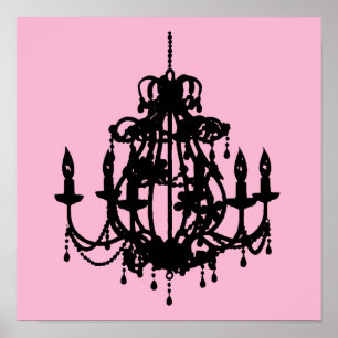 Chandelier silhouette wall art poster print