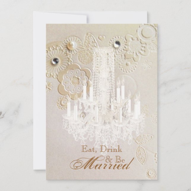 chandelier vintage wedding rehearsal dinner invitation (Front)