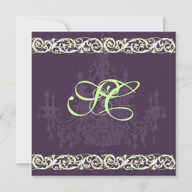 Chandelier + wrought iron + vines invitation (Front)