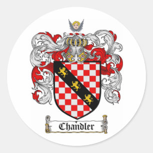 CHANDLER FAMILY CREST - CHANDLER COAT OF ARMS CLASSIC ROUND STICKER