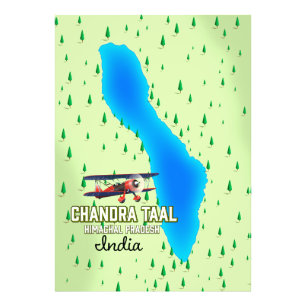Chandra Taal Himachal Pradesh Indian lake map Photo Print