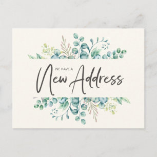 Change Address Green Eucalyptus Leaves Elegant Postcard