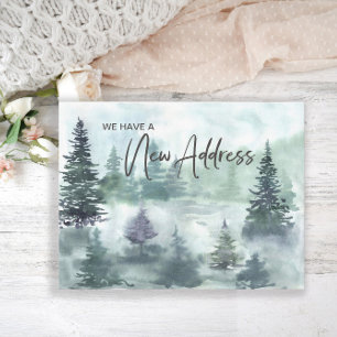 Change Address Rustic Pine Trees Mountain Postcard