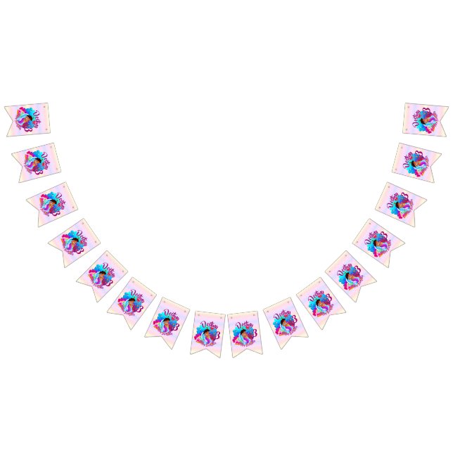 Change Age Name Mermaid Birthday Party Personalise Bunting (All)