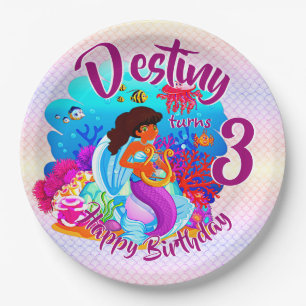 Change Age Name Mermaid Birthday Party Personalise Paper Plate