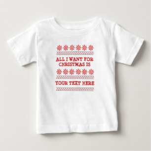 Change ALL TEXT add Name Funny Christmas Red   Baby T-Shirt