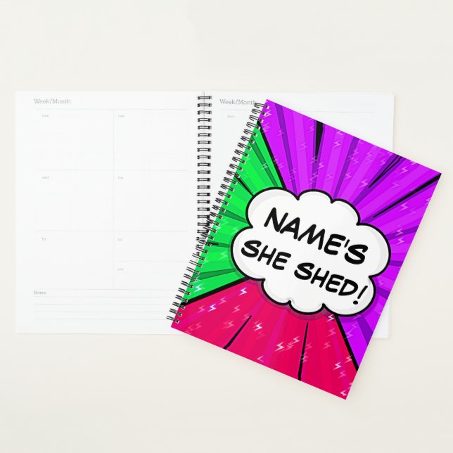 Change ALL Text Add Name She Shed Comic Style      Planner (Display)