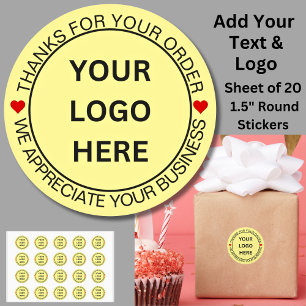 Change ALL TEXT, Add your Logo Thanks for Business Classic Round Sticker