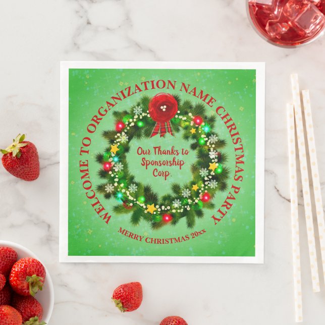 Change ALL Text Organisation Christmas Napkin (Insitu)