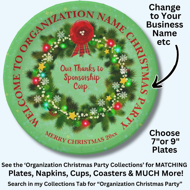 Change ALL Text Organisation Christmas Party 7" Pa Paper Plate (Creator Uploaded)