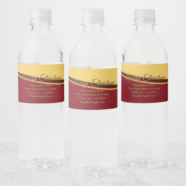 Change ALL Text Organisation Christmas Party Water Bottle Label (Bottles)