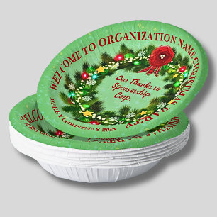 Change ALL Text Organization Christmas Party  Paper Plate