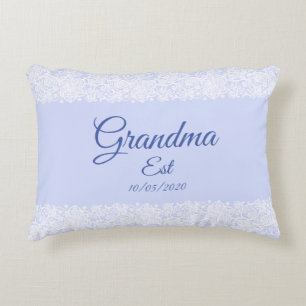 Change Any Text Grandma est Grandmother Baby Blue Decorative Cushion