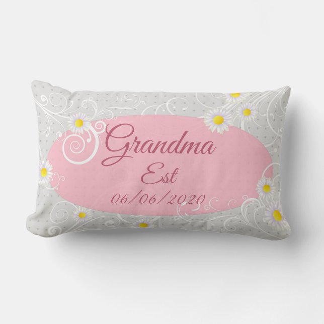 Change Any Text Grandma est Grandmother Pink Girl Lumbar Cushion (Front)