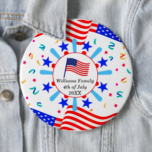 Change Any Text USA Flag Independence Day July 4th 6 Cm Round Badge