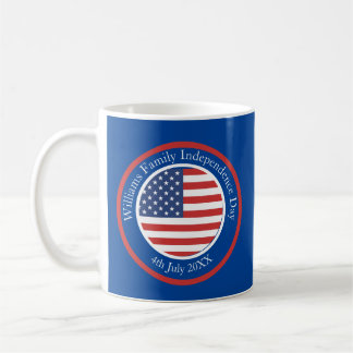 Change Any Text USA Flag Independence Day July 4th Coffee Mug
