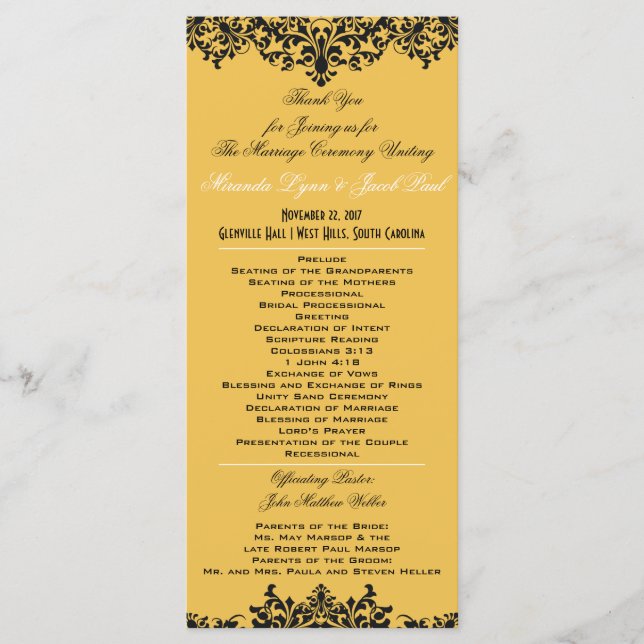 Change Background Colour Wedding Program Programme (Front)