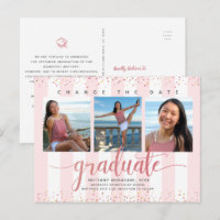 Change date rose gold script graduation photo chic