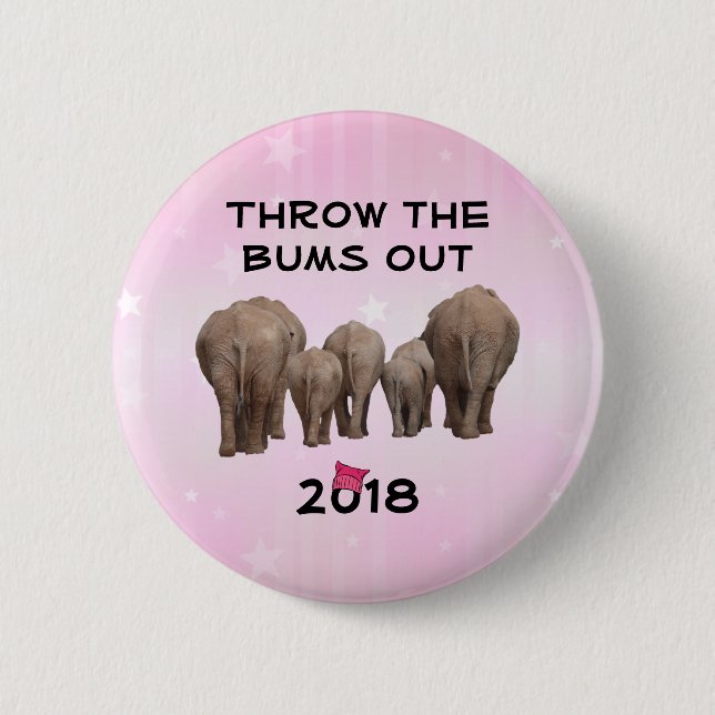 Change Date to 2020 Pink Hat Throw the Bums Out 6 Cm Round Badge (Front)