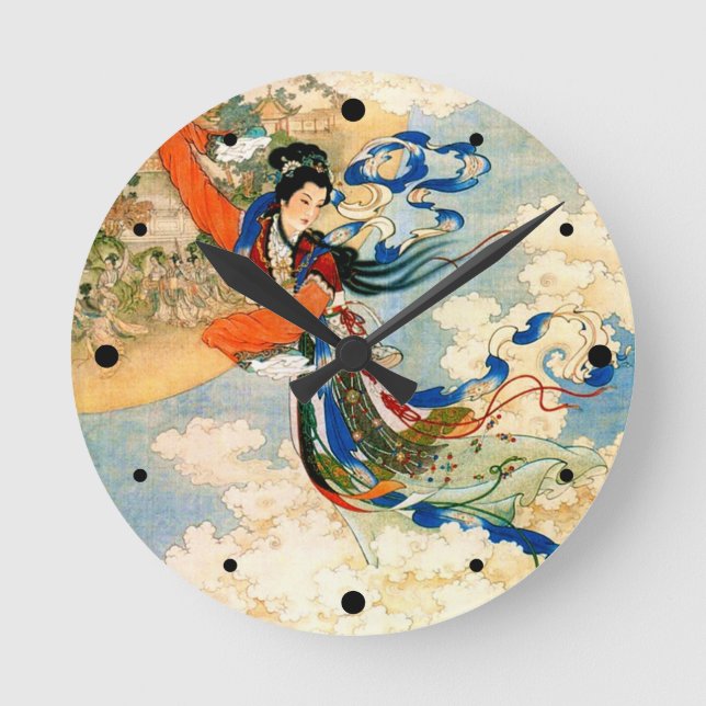 Chang'e Flying to the Moon Round Clock (Front)