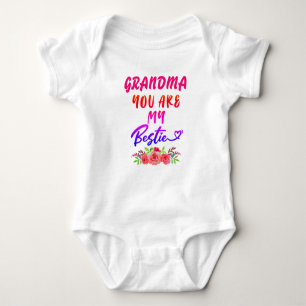 Change Grandma Name You Are My Bestie Flowers Baby Bodysuit