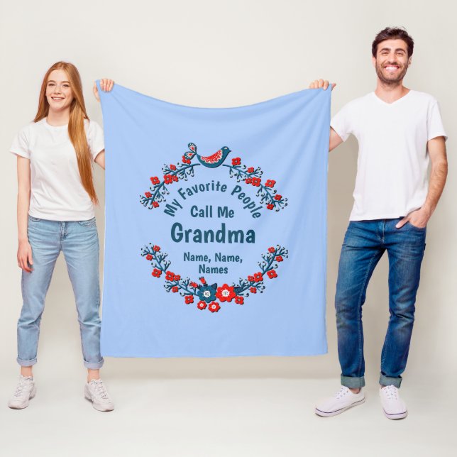 Change Grandmother Name Add Kids - Favourite Peopl Fleece Blanket (In Situ)