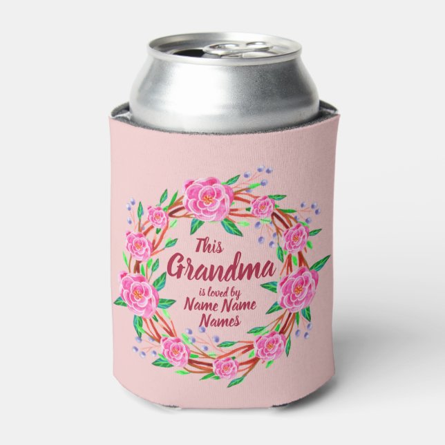 Change Grandmother Name Loved by Grandchildren Can Cooler (Can Front)