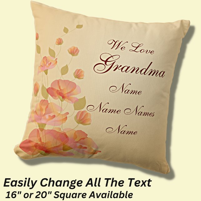 Change Grandmother Name We Love Grandma Nana Mimi Cushion (Creator Uploaded)