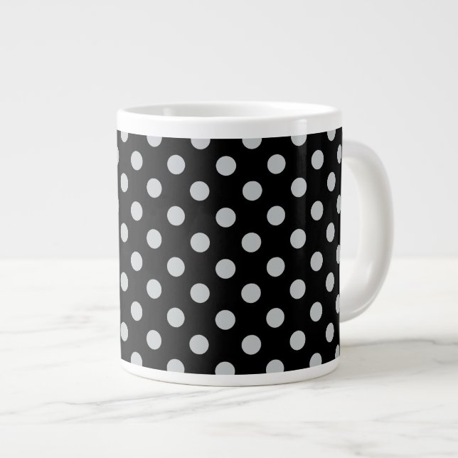 Change Grey Polka Dots Any Colour Click Customise Large Coffee Mug (Front Right)