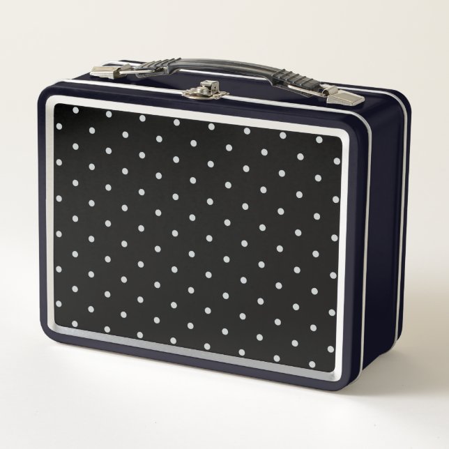 Change Grey Polka Dots Any Colour Click Customise Metal Lunch Box (Front)