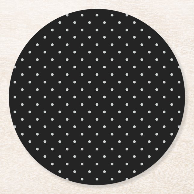 Change Grey Polka Dots Any Colour Click Customise Round Paper Coaster (Front)