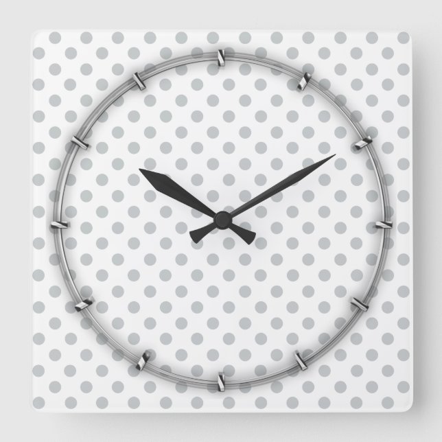 Change Grey Polka Dots Any Colour Click Customise Square Wall Clock (Front)