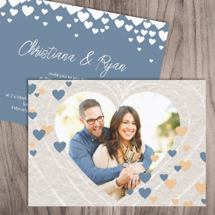 Change Heart Colours, Blue-Grey Valentine's Weddin Invitation