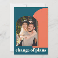 Change in Plans Wedding Colourful Blue Geometric