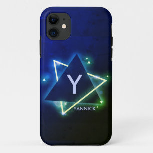 Change Initial, Add (delete) Name Blue Green Space Case-Mate iPhone Case